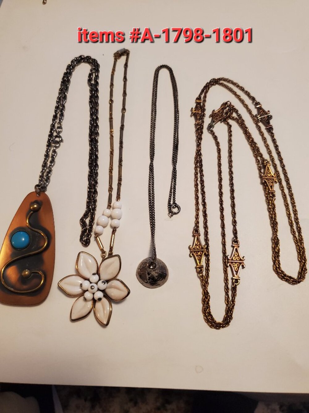 4 Necklaces, items # A -1798-1801, wt. 94 grams .